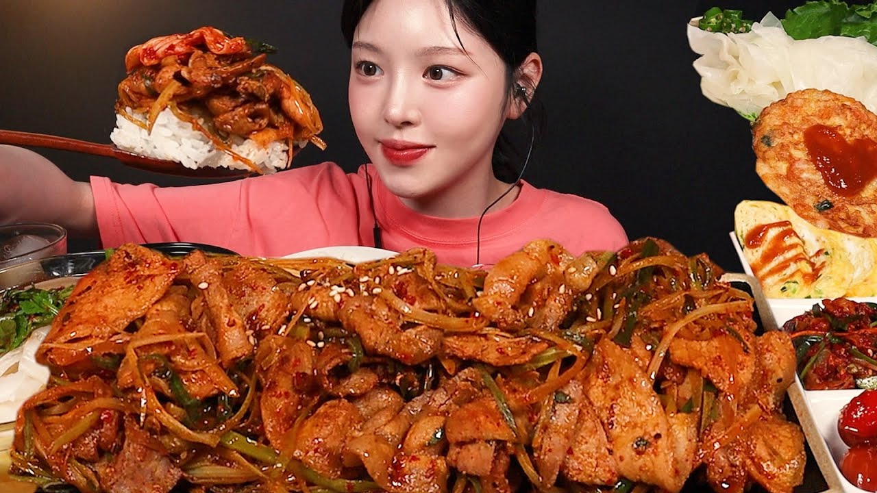 SUB)집밥 먹방🍚 매콤짭짤 파절이대패삼겹에 된장찌개 꼬막무침 비엔나볶음까지 쌈싸먹기 한식 꿀조합 Home Meal Mukbang Asmr