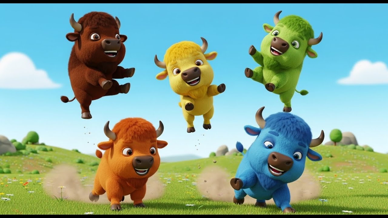 Five Little Bison Stamp Stamp Stamp | Wild Animal Song & Counting Rhyme