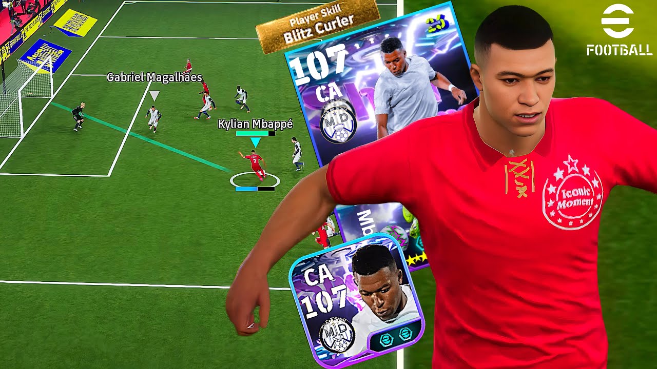 A gameplay ABSURDA do Novo MBAPPÉ 107 BLITZ CURLER no Efootball Mobile