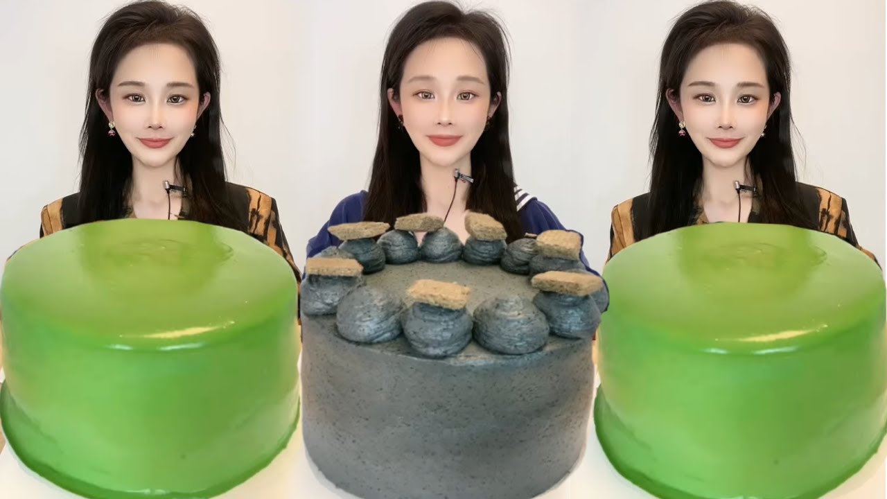 Asmr🍰Eating Black Sesame Cream Cake🍰 (Soft And Waxy Sound) 크림丨먹방丨Mukbang丨Satisfying丨Eatings
