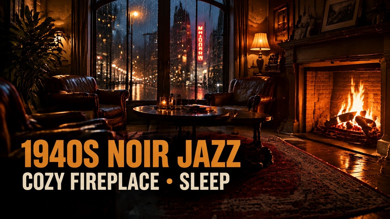 🔴 LIVE: The Grand Fireplace | Cozy Noir Jazz Radio 24/7 for Relaxing, Study & Focus