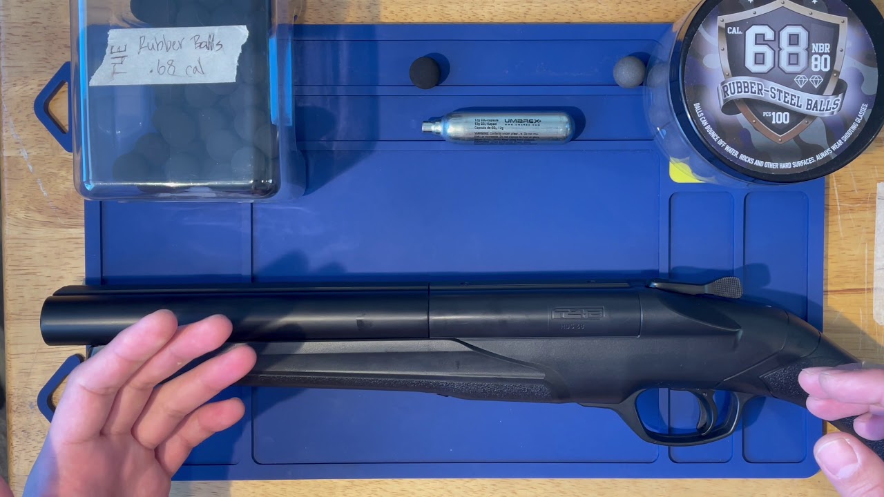Umarex/T4E HDS 68 Double Barrel Shotgun 16J Version - Review and Shooting Demo with Rubber Balls