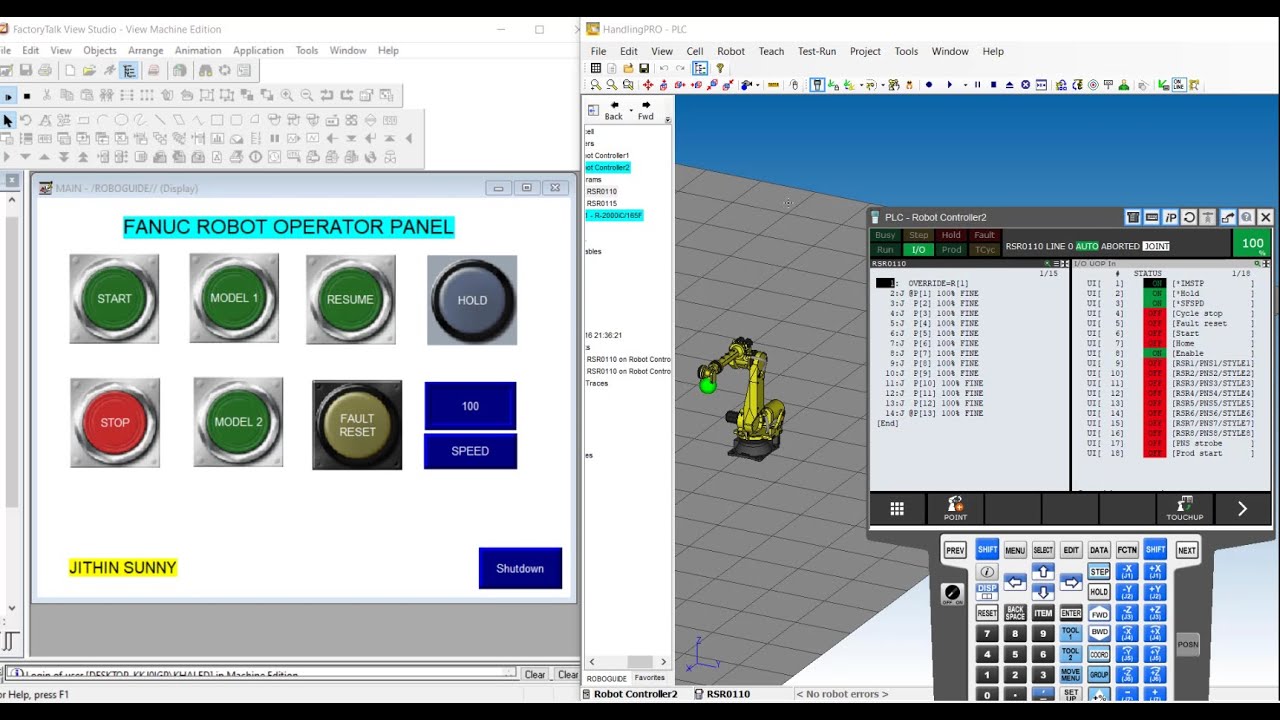 How to connect Allen Bradley PLC Emulator and HMI with  Fanuc Roboguide.