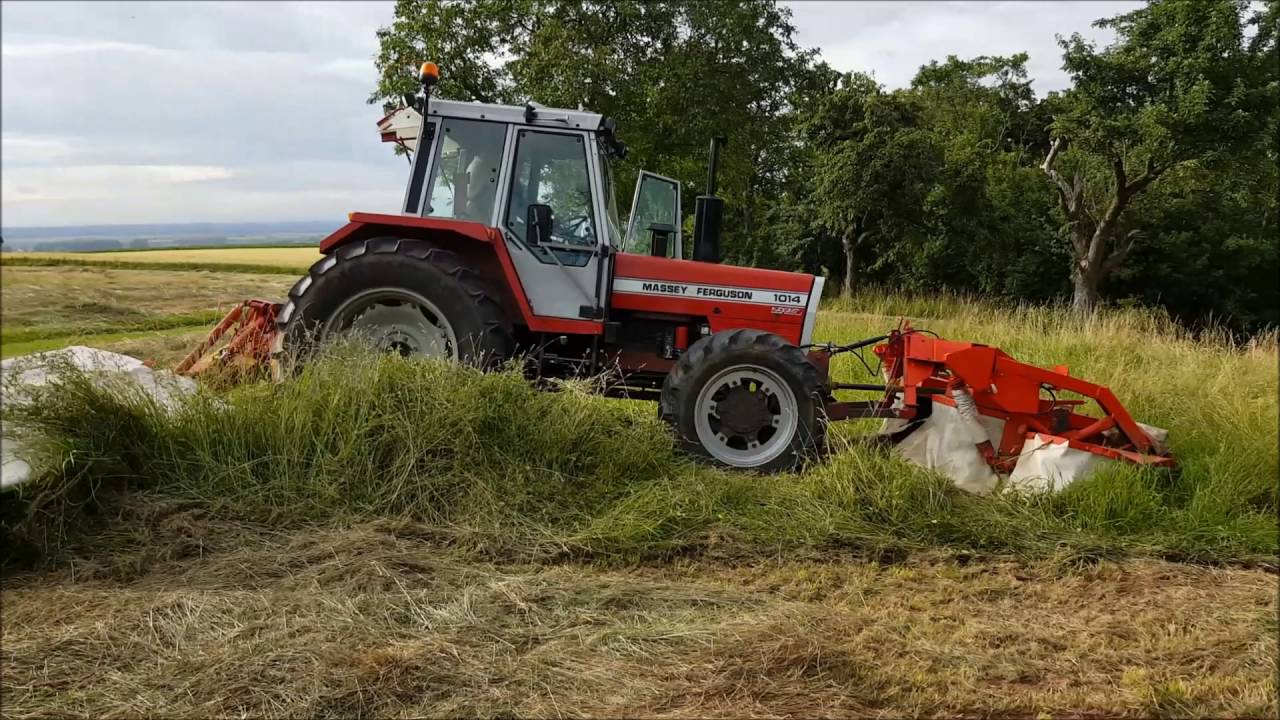 Heuernte 2016 Mähen mit Massey Ferguson 1014 und Kuhn GMD 802 F und Kuhn GMD 800