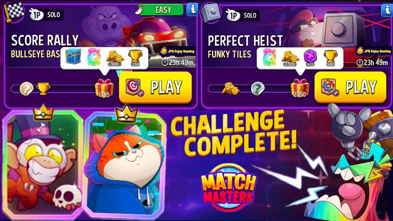 2 Solo/ (EASY) Bullseye Bash+Rainbow Score Rally 1785 Score/ Funky Tiles+Rainbow Perfect Heist 2550