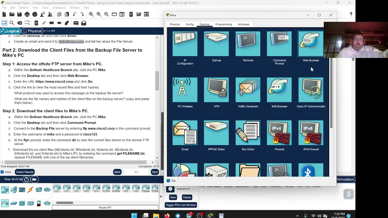 Cybersecurity Essentials Packet Tracer 2.5.2.7 - Using File and Data Integrity Checks