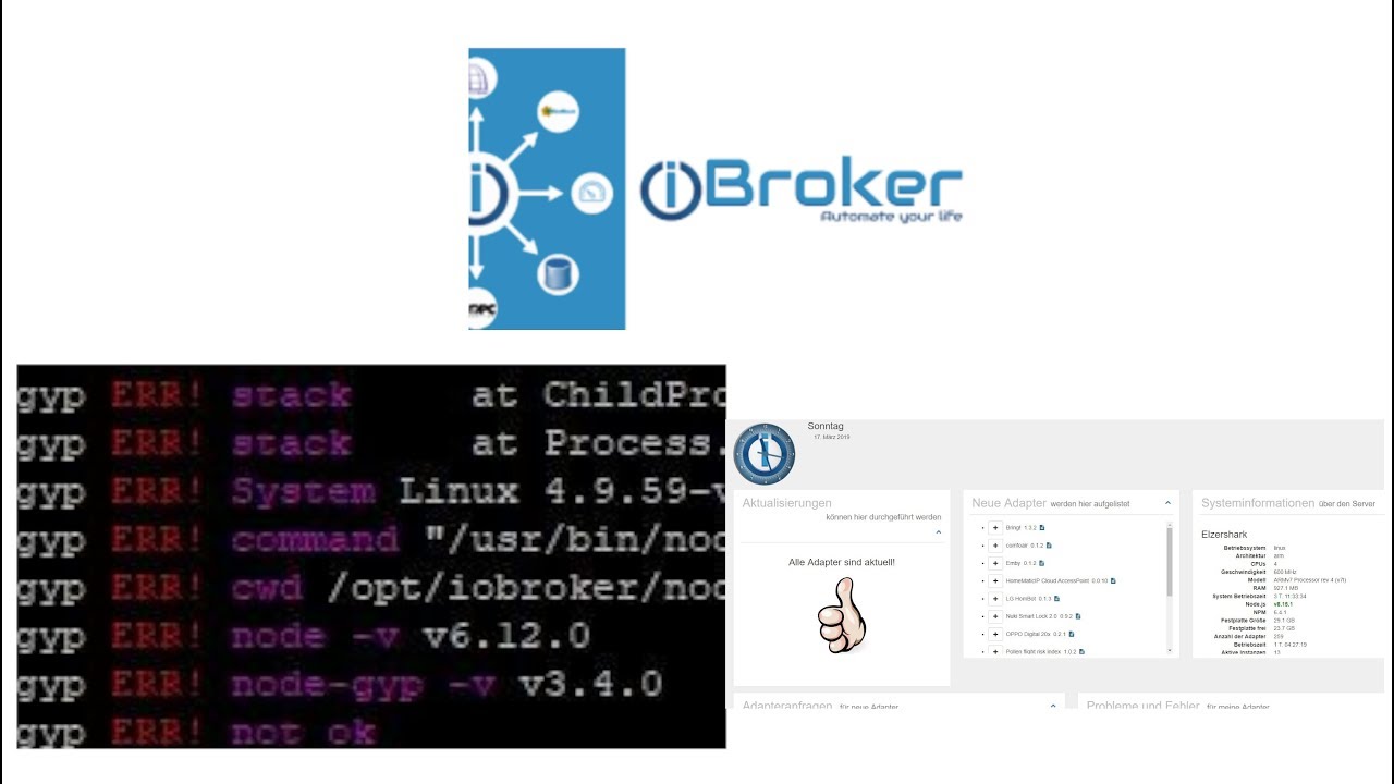 IoBroker Node NPM ERROR Adapter reparieren retten Upgraden beheben