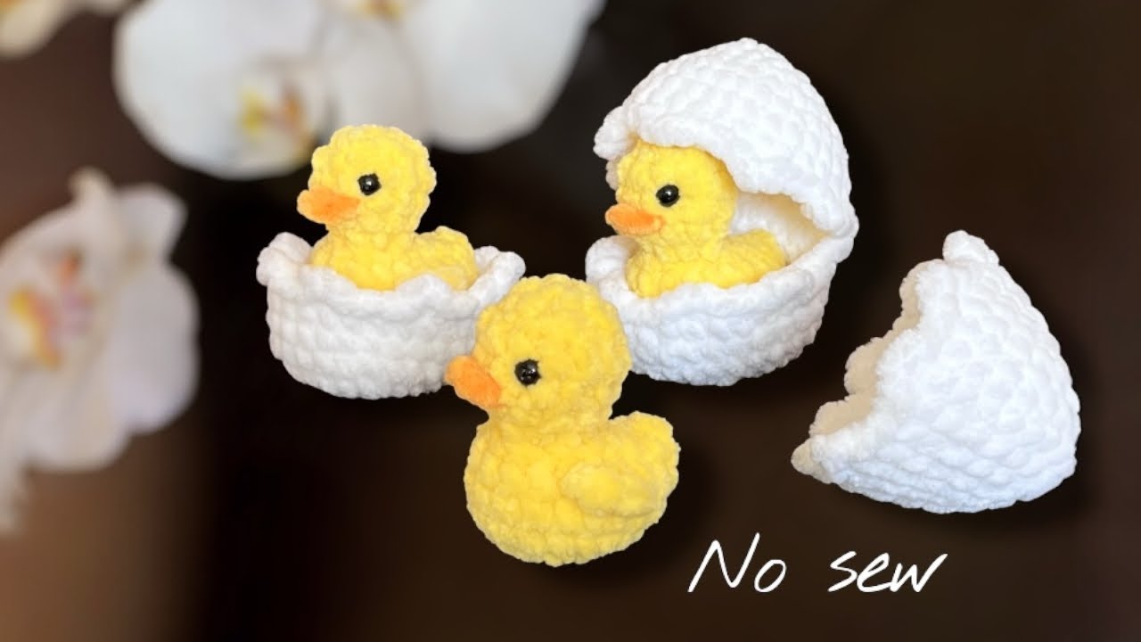 🐣 Утенок, связанный крючком в яичной скорлупе / Как связать утёнка в яичной скорлупе / Амигуруми ...