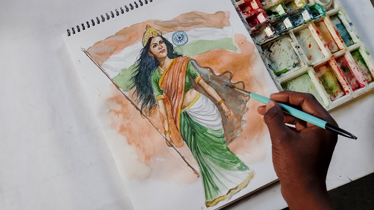 Bharat Mata Drawing | Republic day Drawing | 26 January drawing ✨️