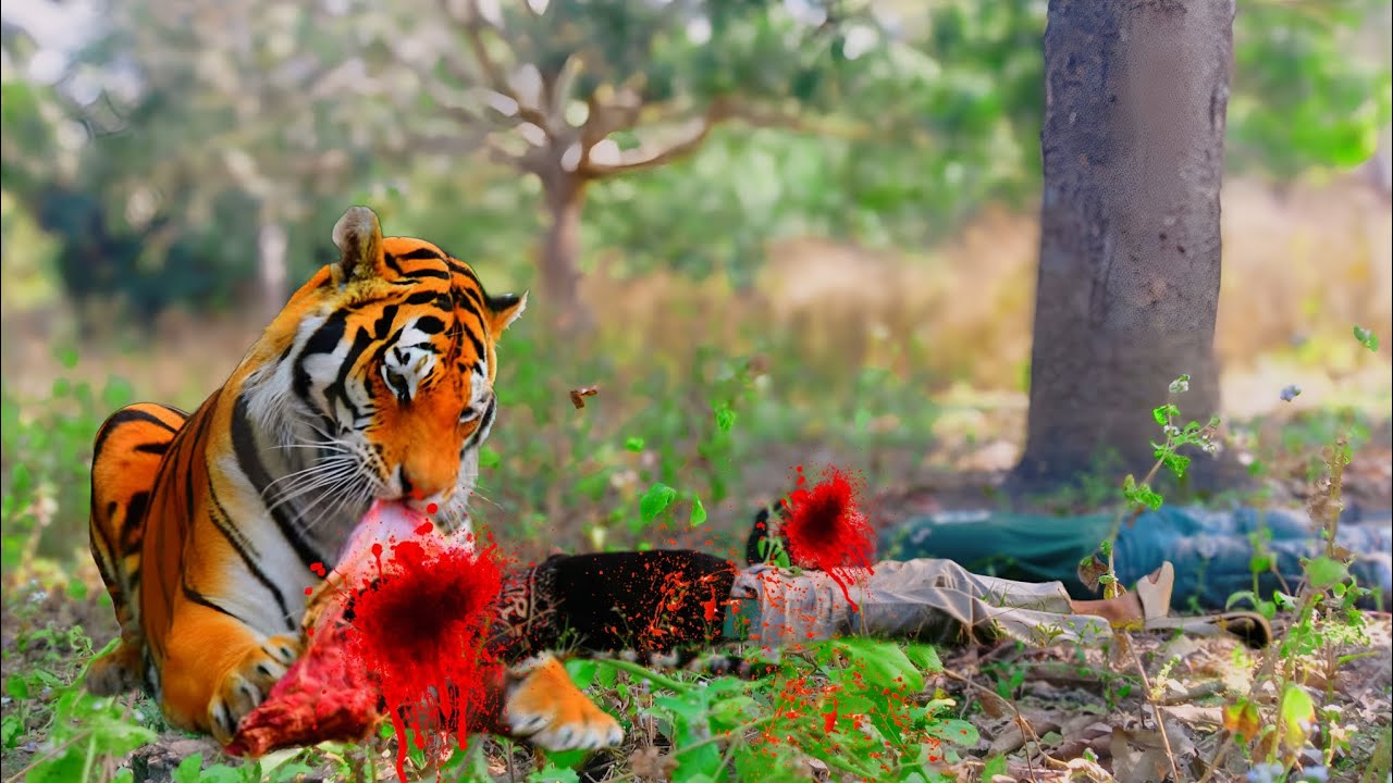 Tiger attack man in the jangel 🥲 Tiger attack in the forest 🥲 #attack #lion #tiger forest