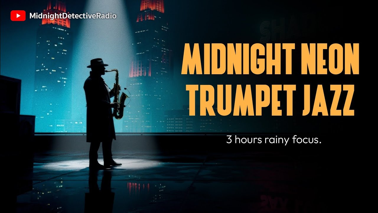 Midnight Detective Radio | Midnight Neon Trumpet Jazz (3 Hours) – Rainy Cyber-Noir Focus & Study