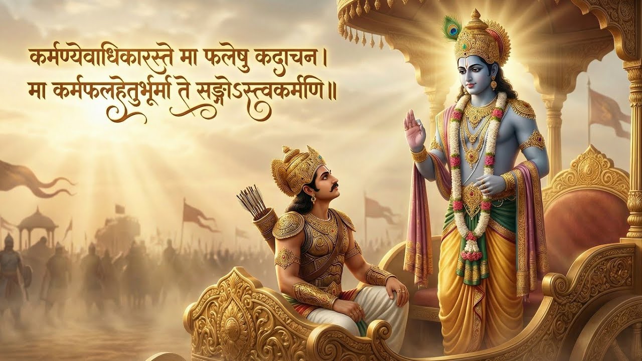 Most POWERFUL Geeta Shloka 🕉️| Karmanye Vadhikaraste | Peaceful Gita Mantra | Devotional Hindus