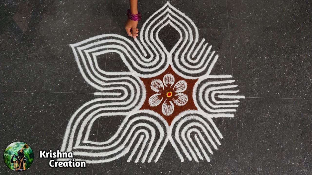 Easy Padi Kolam Design with 7x4 dots | Creative Rangoli | Padi Kolam Muggulu | Rangoli Kolam