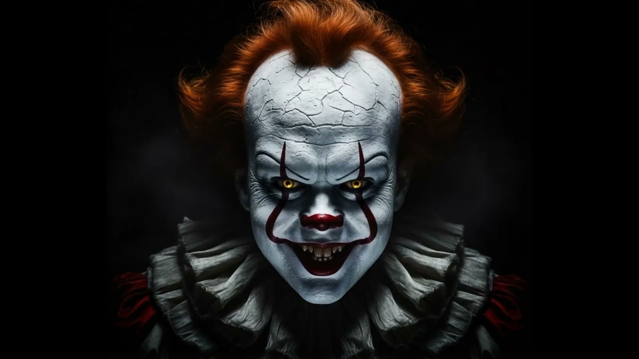 Halloween projector video IT Scary clown glitchy loop