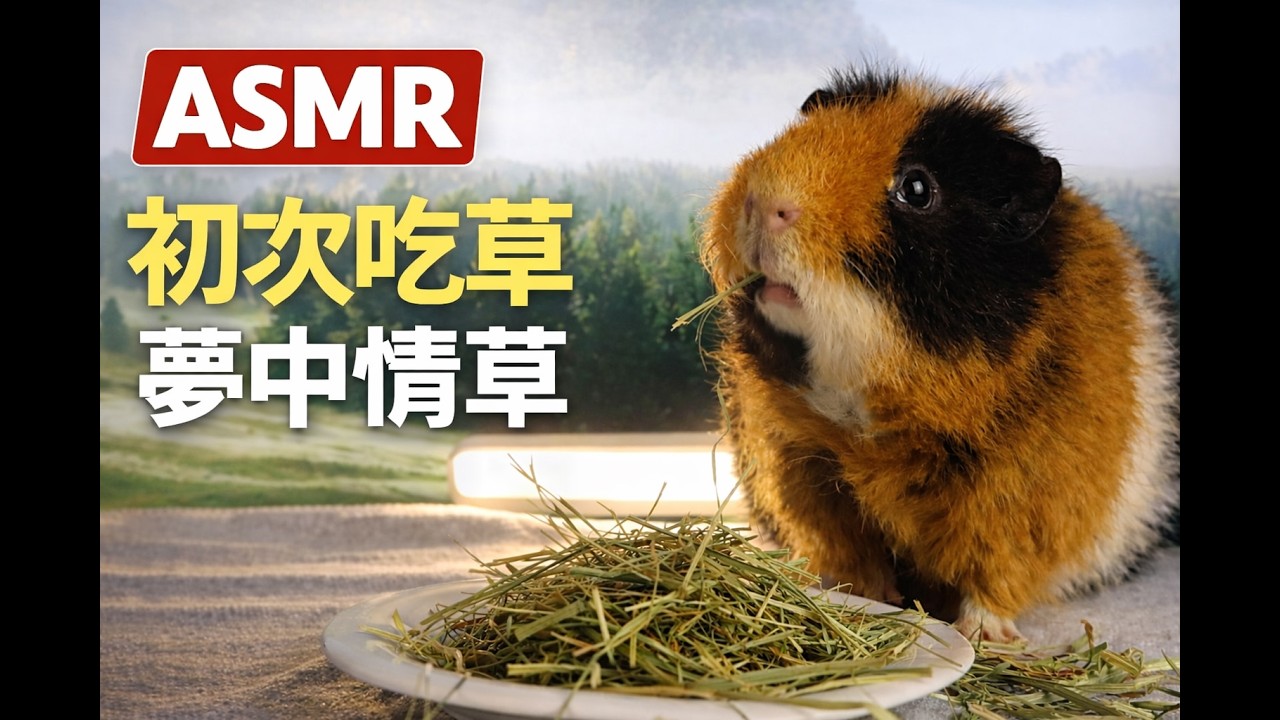 【ASMR】天竺鼠初嘗提摩西草三割！讚不絕口！ | Guinea Pig Chewing ASMR