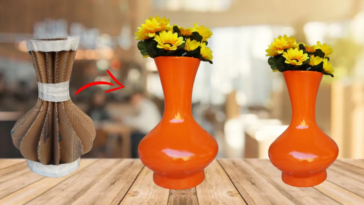 COMO FAZER VASOS DECORATIVOS DE GESSO E PAPELÃO| #vasodegesso #vasodecorativo #vasofeitodegesso
