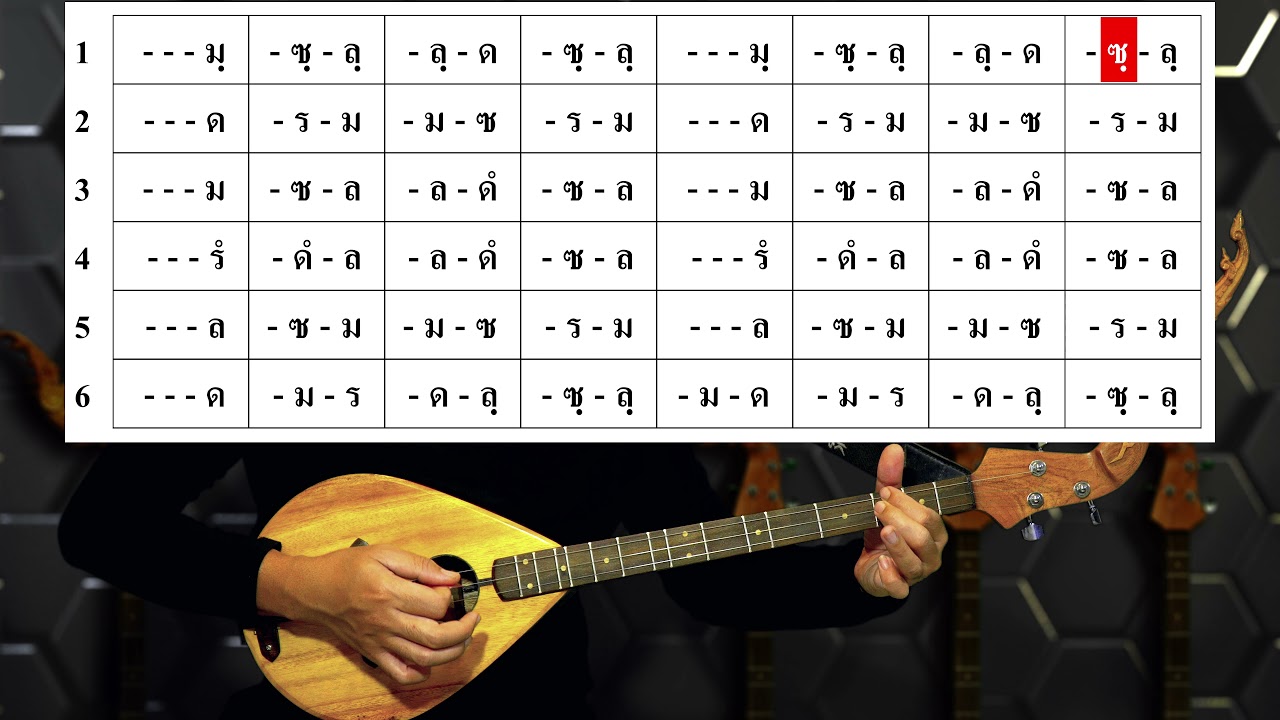 นกไซบินข้ามทุ่ง :: โน้ตแบบง่าย ฝึกดีดพิณ