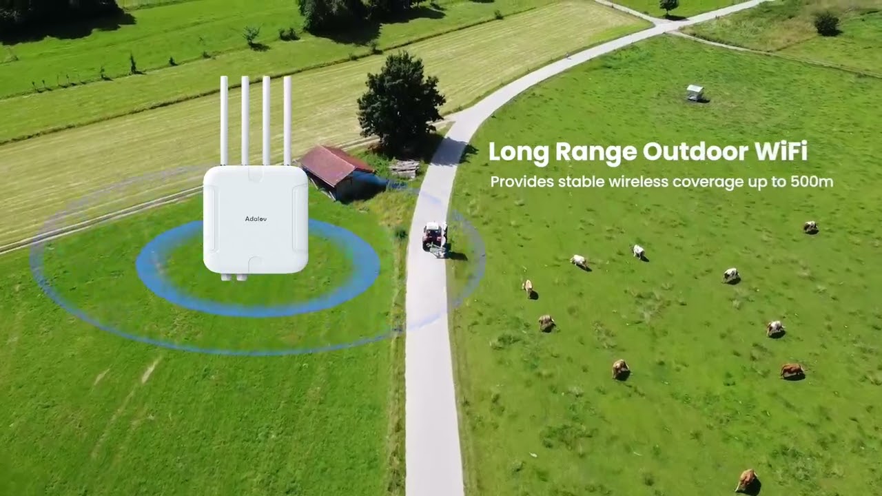 Wireless Outdoor WiFi 6 Outdoor Access Point,Support Mesh Extender/AP/Repeater for Farm,Courtyard,RV