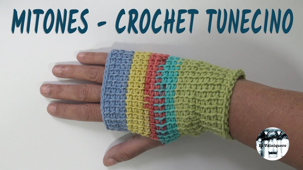 Mitones sin dedos - Crochet tunecino