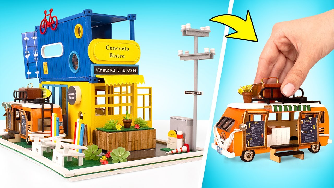 Hello Summer Miniature Dollhouse Kit | Stylish Trailer Cafe
