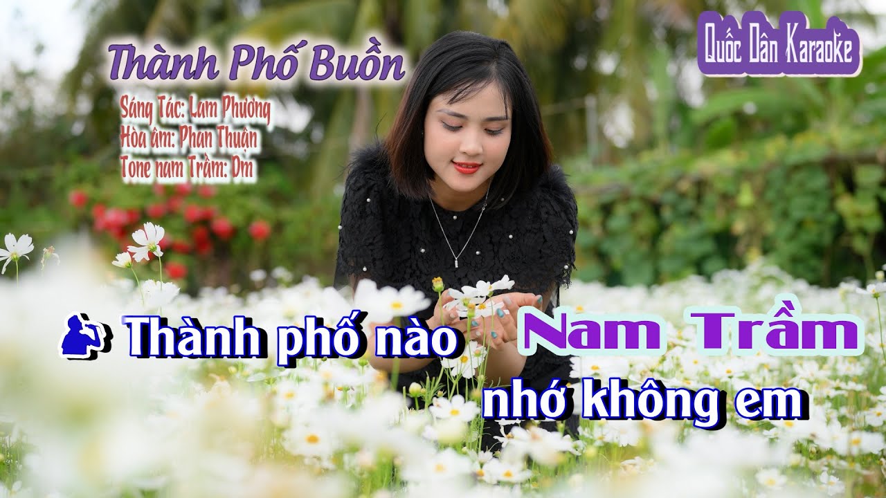Karaoke Thành Phố Buồn | Slow Rock | Tone Nam Trầm (Dm,Tp:62) | Quốc Dân Karaoke