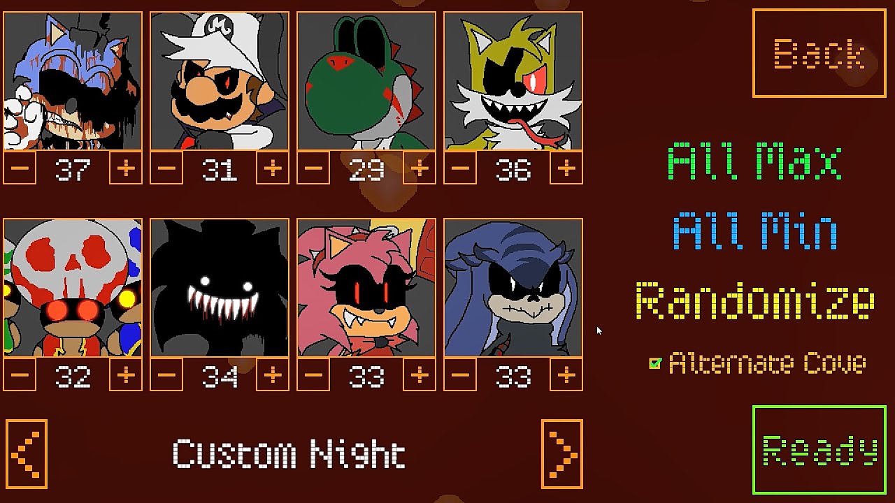 Five Nights at Sonic's 4 Halloween Edition CN All Max (Except Mario 31/32 and Tails 36/37)