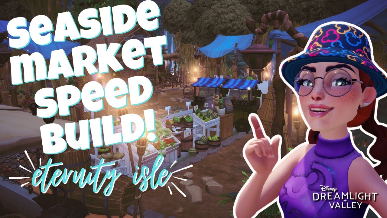 I Built A Seaside Market in Disney Dreamlight Valley!! / Eternity Isle Speed Build