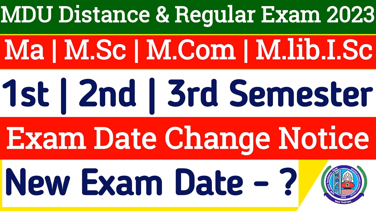 Mdu Distance Exam Date Change Notice 2023 | MDU Distance New Exam Date | mdu dde new exam date 2023
