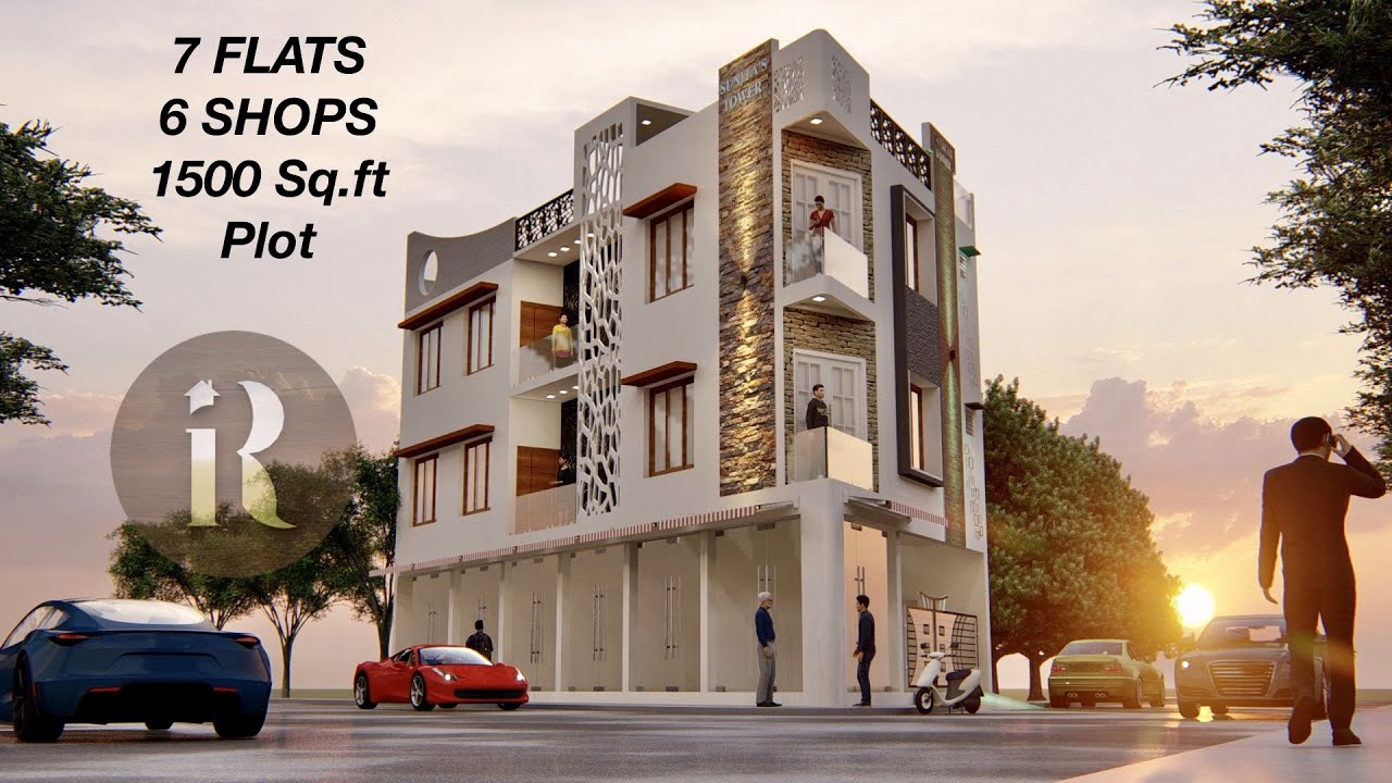 1500 Sq.ft Residential and Commercial Building Design with Detailed Plan