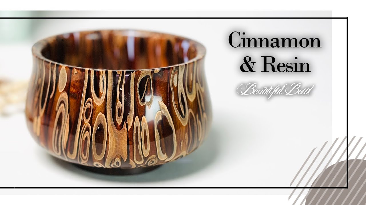 Cinnamon Wood and Resin Turning &ndash; Unique Glossy Bowl on the Lathe