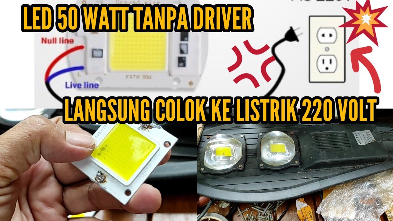 MODIFIKASI LAMPU LED COB 50 WATT DENGAN DRIVER GANTI DENGAN LED TANPA DRIVER LANGSUNG COLOK LISTRIK