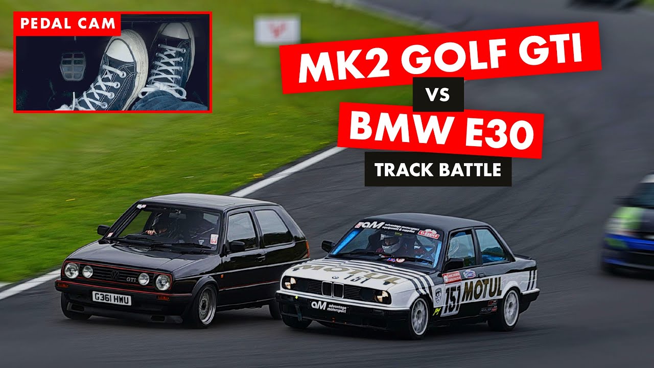 BMW E30 vs Mk2 Golf GTI - Donington Park