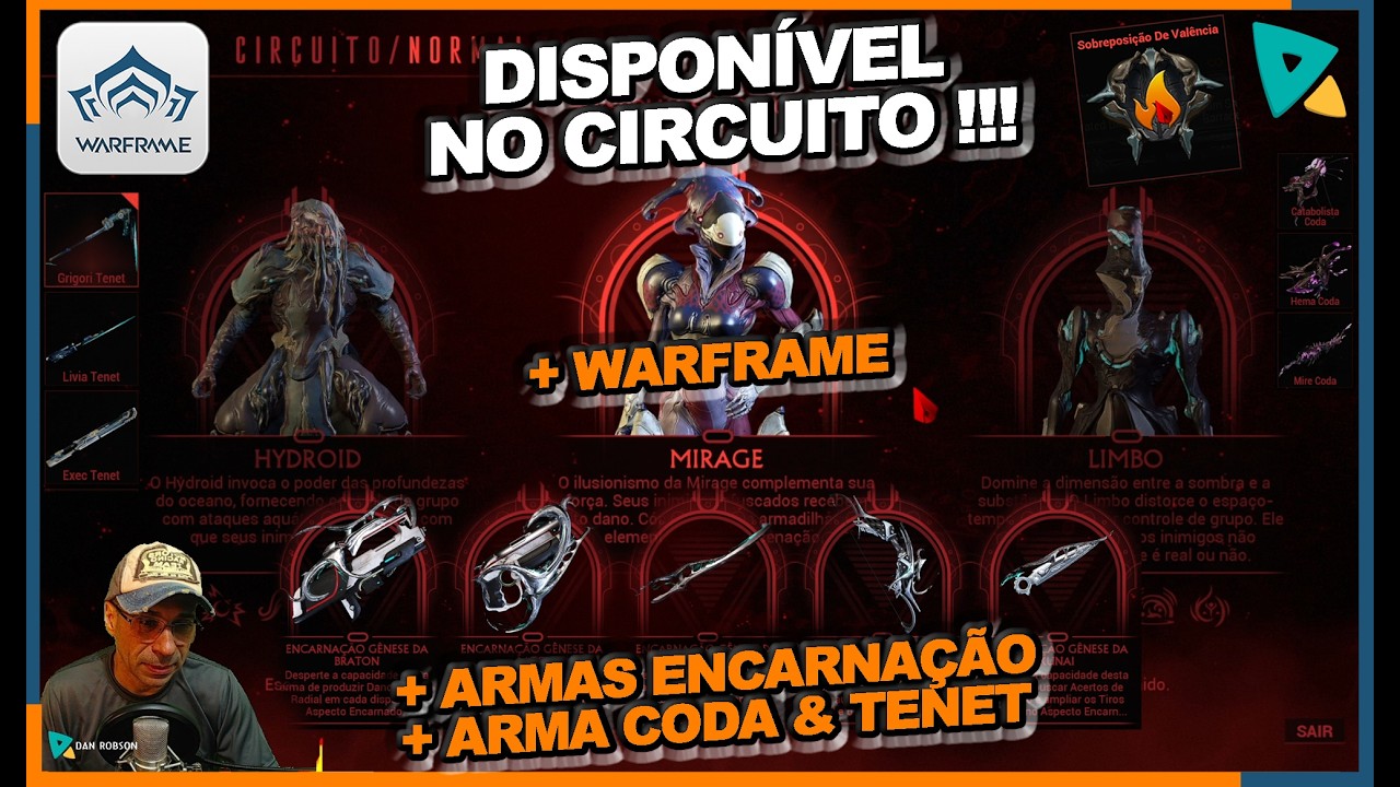 #warframe   - Disponível essa semana - Hydroid - Mirage - Limbo + Armas Encarnadas + Coda e Tenet