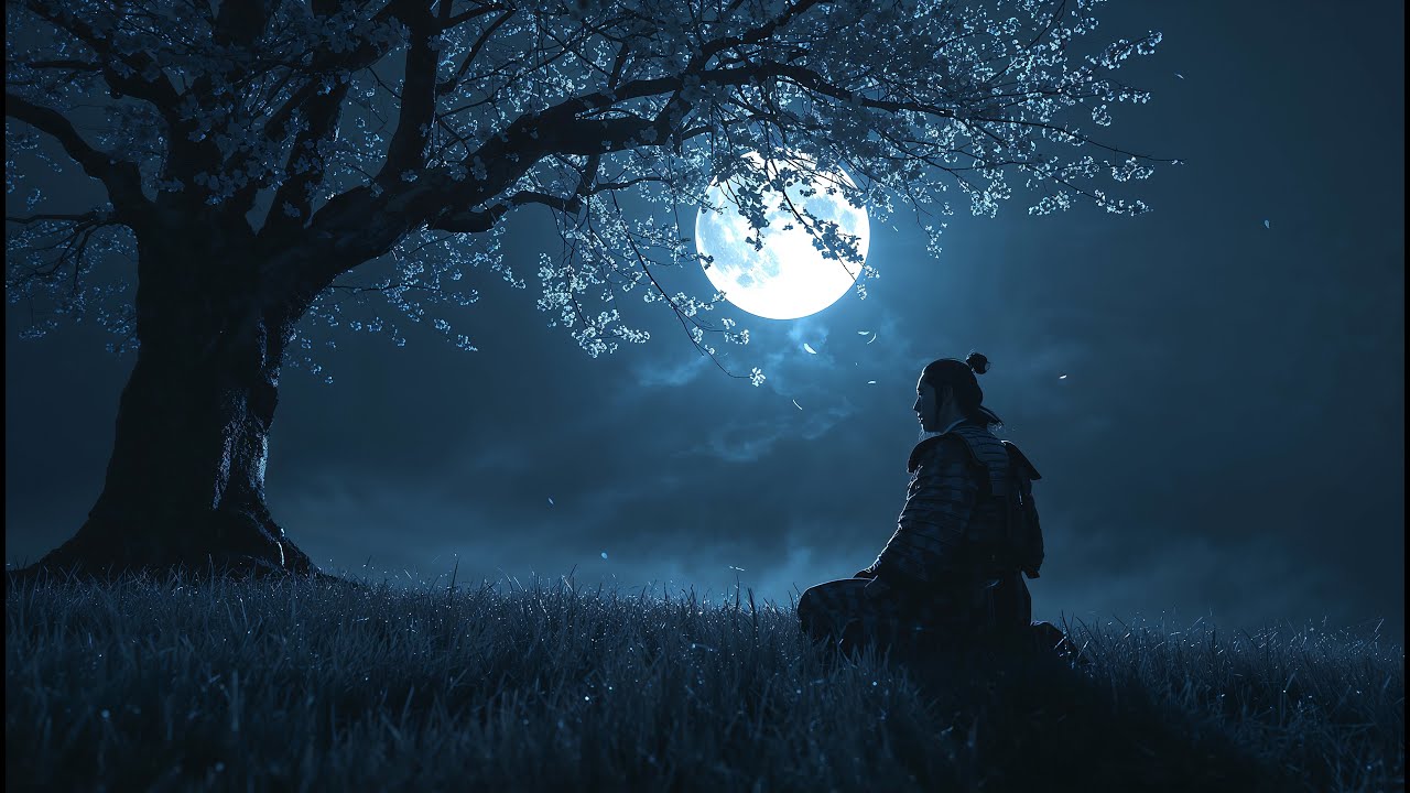 Samurai Night Meditation 4K 🌙 Deep Japanese Sleep Ambience | MoonLullaby Cinematic Relax
