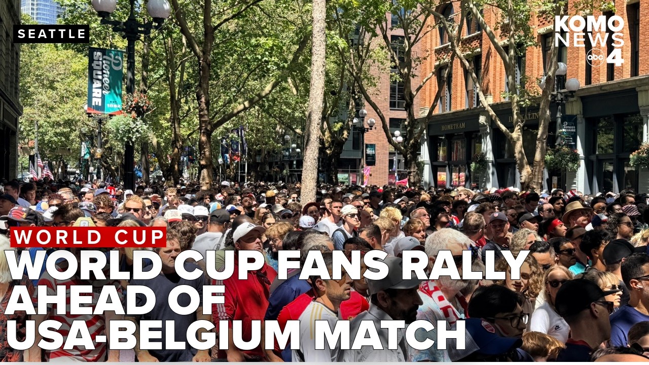 WATCH: Fans march to Seattle Stadium for final World Cup match between Team USA and Belgium
