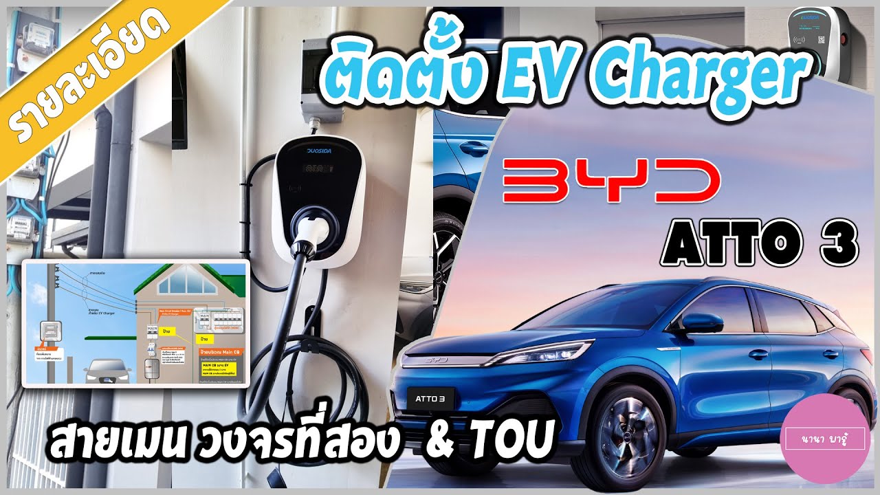 ติด EV Charger ที่บ้าน BYD ATTO 3 + สายเมนที่ 2 + TOU (ต่อ WIFI ไม่ได้)