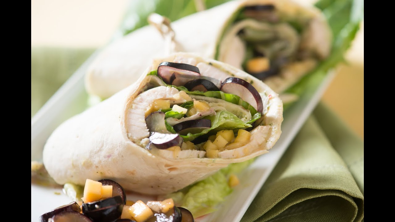 Chicken Wrap with Chimmichurri, Black Grape and Mango Salad