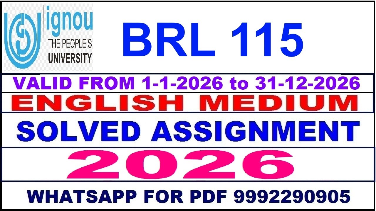 BRL 115 solved assignment 2026 in English || brl 115 solved assignment 2026 || ignou brl115 2026