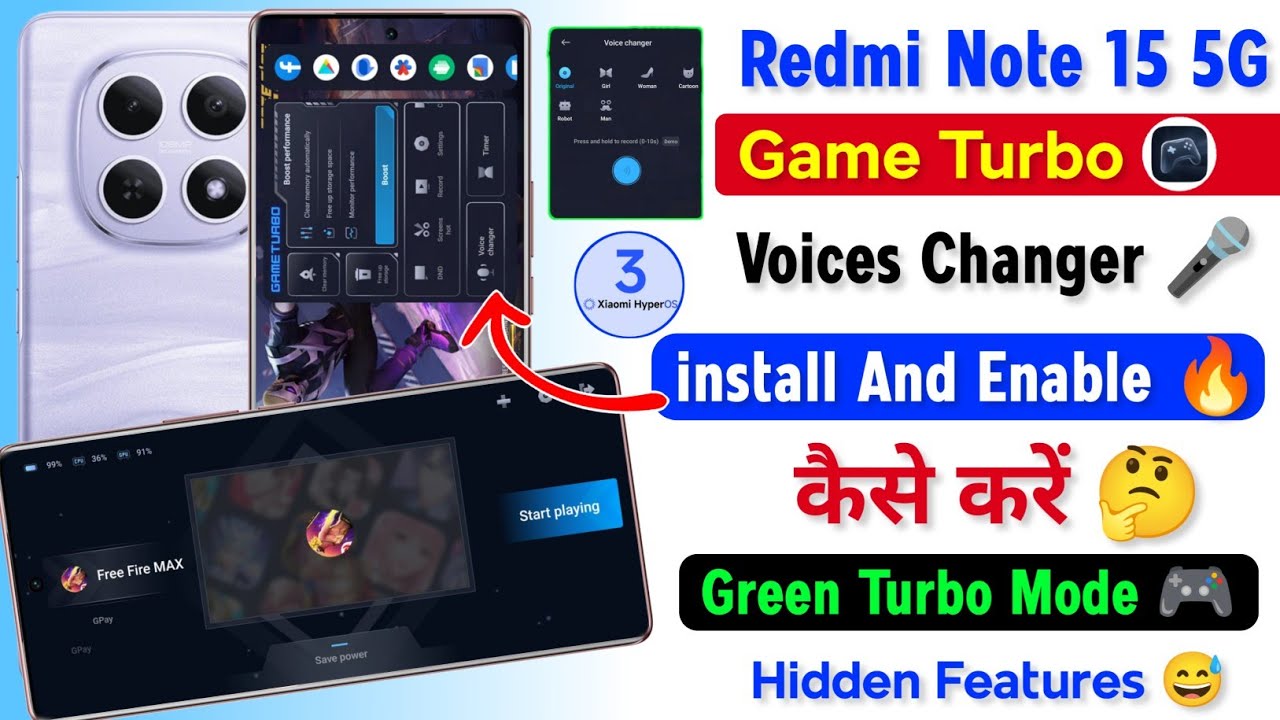 Redmi Note 15 Game Turbo Mode Enable Now | Redmi Note 15 Game Turbo Mode Free Fire Voices Changer