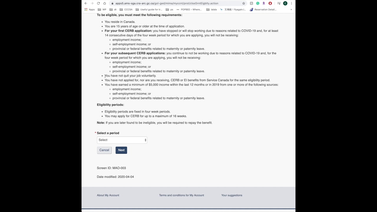 Canada Emergency Response Benefit (CERB) Online Application Tutorial