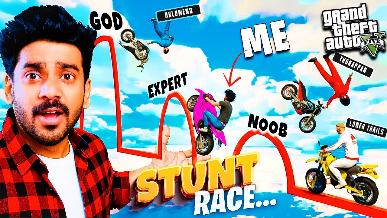 🟢 GTA 5 : I finished the 99.9% IMPOSSIBLE BIKE Stunt Race..!! (funny)