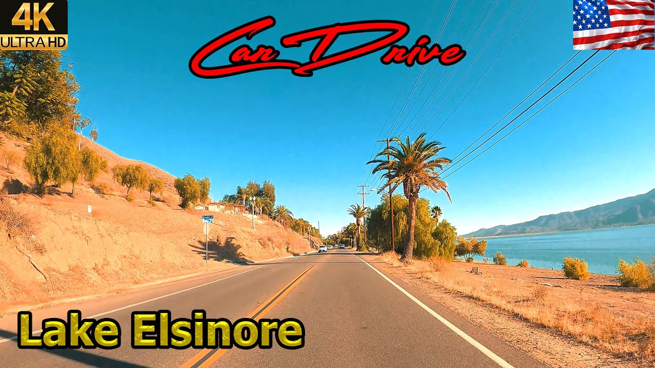 USA Car Drive - LAKE ELSINORE - Driving around Riverside County, 4k Dash cam video, USA scenic drive