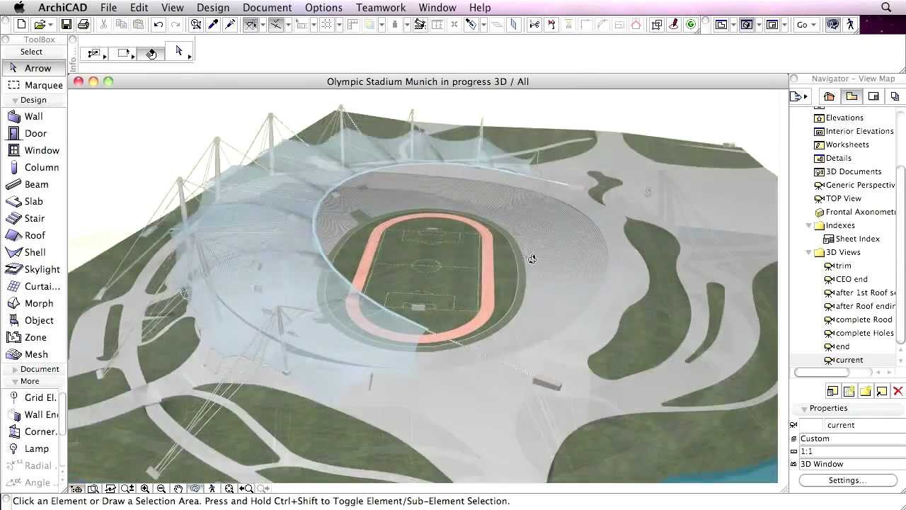 Classics modeled with ArchiCAD - Behnisch & Partner - Munich Olympic Stadium