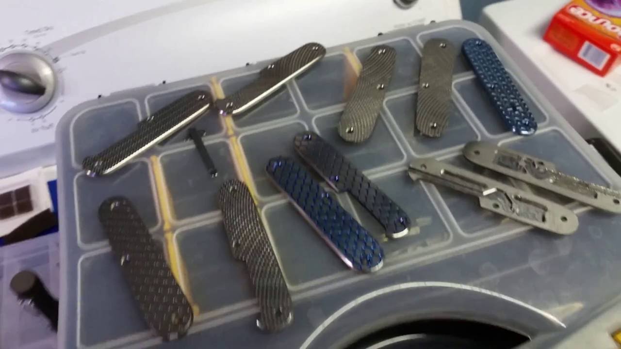 Engraving and anodizing Titanium 91mm SAK scales