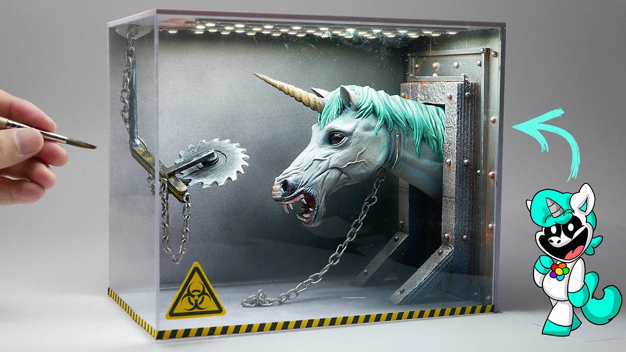 Diorama of realistic Poppy Playtime Craftcorn in the Laboratory