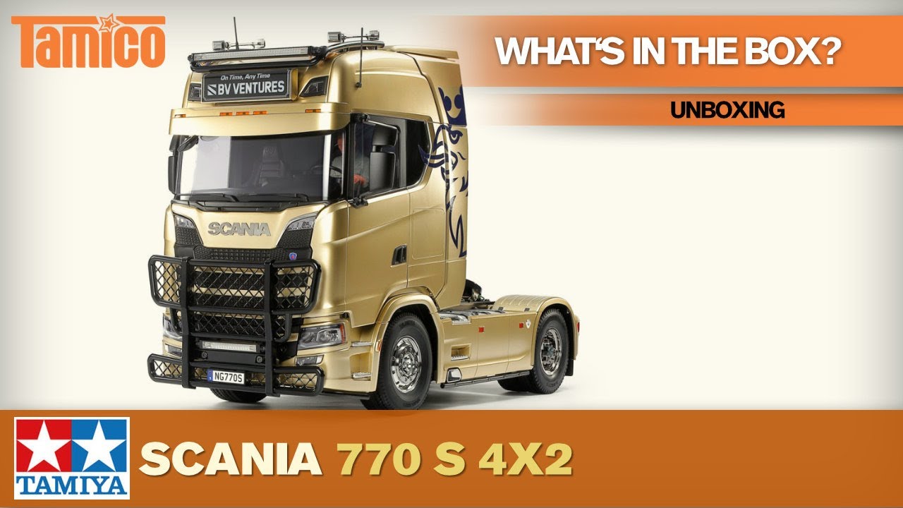 Unboxing Tamiya 56379 Scania 770 S 4x2 2-Achser 1:14