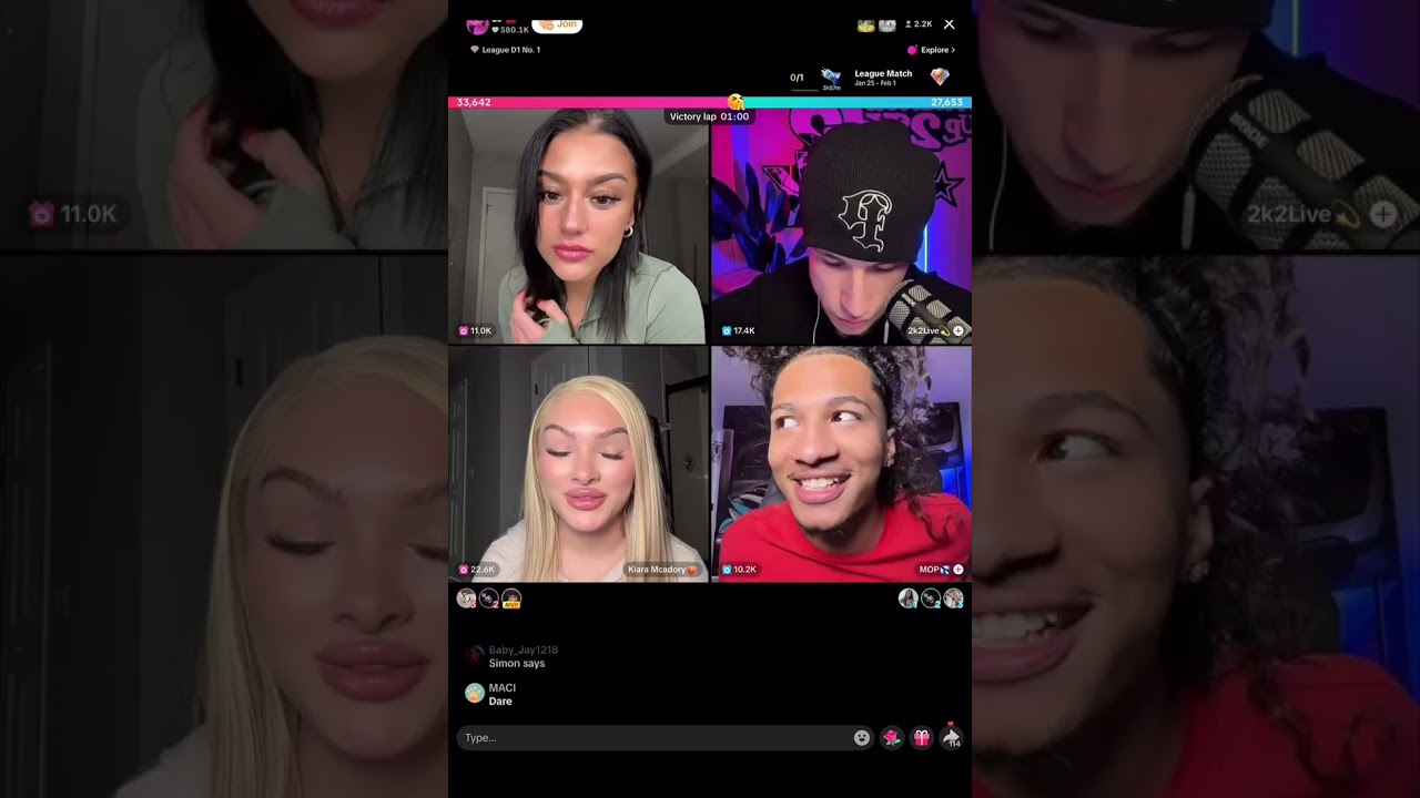 Lo with Kiara, Mop and 2k Friday TikTok live video 