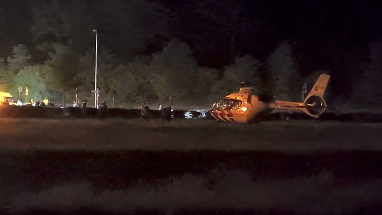 Ongeval wegvervoer Putten en traumahelikopter