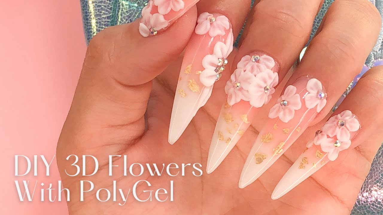 PolyGel Nails | DIY 3D Flowers on Ombre PolyGel Nails Tutorial | Astound Beauty PolyGel Kit
