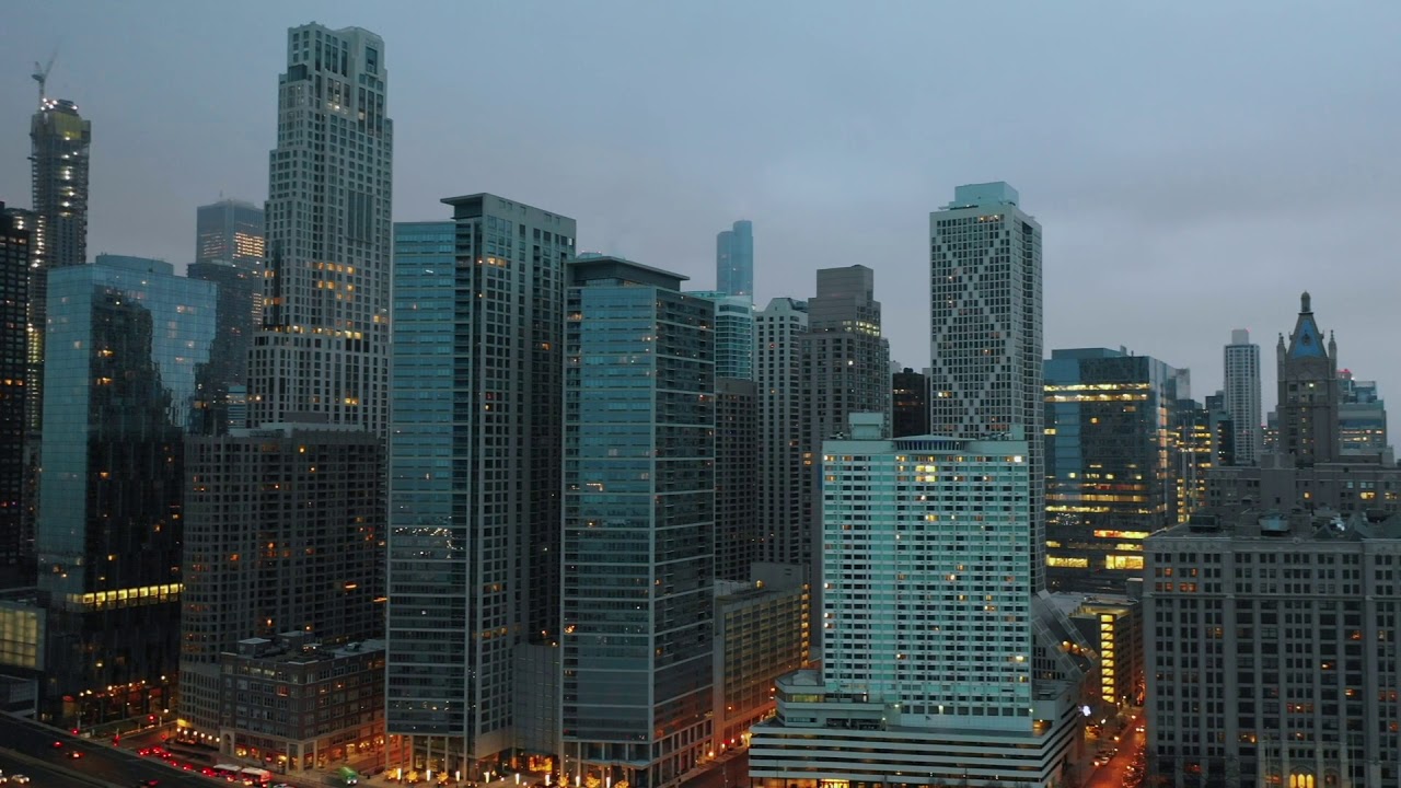Aerial Shot Of City, bird's eye view, buildings, chicago, city, drone shot, from above, skyline, sky